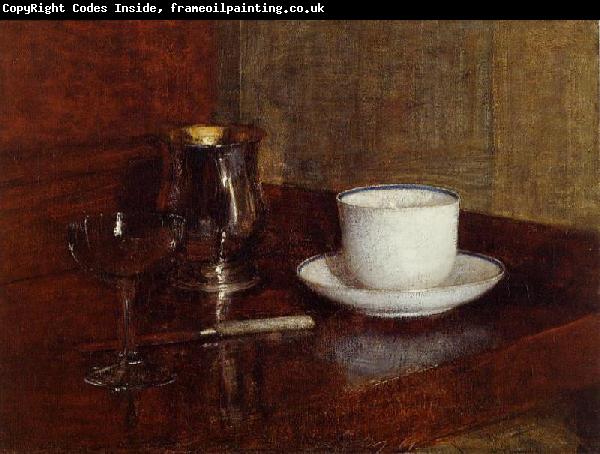 Henri Fantin-Latour Still Life Glass, Silver Goblet and Cup of Champagne